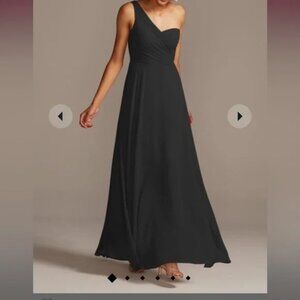 David's Bridal Black One-Shoulder Gown